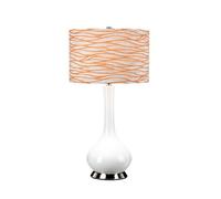 Luminosa Lighting Luminosa Milo Table Lamp With Round Shade, Polished Nickel, White, Orange