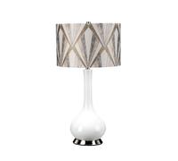Luminosa Lighting Elstead Milo Table Lamp With Round Shade, Polished Nickel, White, Silver