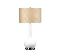 Luminosa Lighting Luminosa Milo Table Lamp With Round Shade, Polished Nickel, White, Yellow