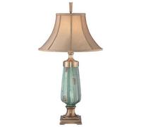 Luminosa Lighting Elstead Monteverde 1 Light Table Lamp Ceramic, Green, Aged Brass, E27