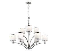 Luminosa Lighting Elstead Prospect Park 9 Light Multi Arm Chandelier Satin Nickel, Chrome Finish, E27