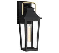 Luminosa Lighting Elstead Quoizel Buckley Medium Outdoor Wall Lantern Classic Matt Black, Brass Accent Ip44 1X E27