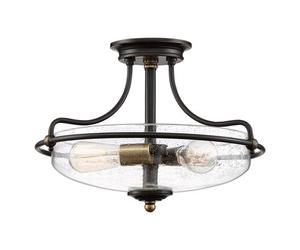Luminosa Lighting Elstead Quoizel Griffin Bowl Semi Flush Ceiling Light Palladian Bronze With Weathered Brass Accents
