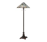 Quoizel Maybeck 2 Light Tiffany Style Flush Ceiling Fitting In Valiant Bronze And Tiffany Shade