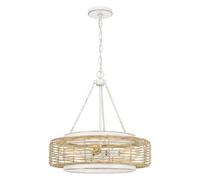 Luminosa Lighting Elstead Quoizel Waylon Cylindrical Pendant Ceiling Light Contemporary Antique White 4X E27