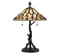 Luminosa Lighting Elstead Quoizel Whispering Table Lamp Tiffany Style Valiant Bronze, Art Glass Shade 2X E27