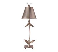 Luminosa Lighting Elstead Red Bell 1 Light Table Lamp Silver Floral Leaves Design, E27