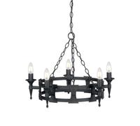 Saxon 5 Light Chandelier Black Finish, E14 - Black