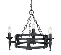 Elstead Saxon Chandelier 3 Light Black Finish, E14
