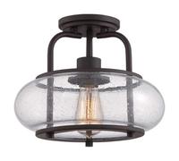Luminosa Lighting Elstead Trilogy 1 Light Small Semi Flush Ceiling Light Old Bronze, E27