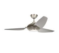 Luminosa Lighting Elstead Voya 152Cm Ceiling Fan With Dimmable 3000K Led Light, Brushed Stainless Steel, Remote Control