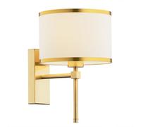 Luminosa Lighting Luminosa Abbano Wall Lamp With Shade Cream With Gold Strip, Brushed Brass