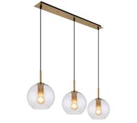Luminosa Lighting Luminosa Adara Bar Pendant Ceiling Light Brass-Coloured Clear Glass Shade 3X E27