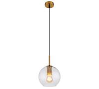 Luminosa Lighting Luminosa Adara Globe Pendant Ceiling Light Brass-Coloured Clear Glass Shade 1X E27