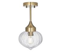 Luminosa Lighting Luminosa Addington Classic Semi Flush Light Polished Nickel, Clear Ribbed Glass Shade