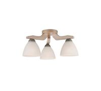 Luminosa Lighting Luminosa Adriano Multi Arm Semi Flush Ceiling Light, Glass Shades, White Beech, 3X E27