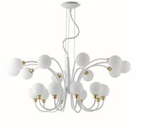 Luminosa Lighting Luminosa Aida 20 Light Multi Arm Globe Ceiling Pendant, White, Gold, G9