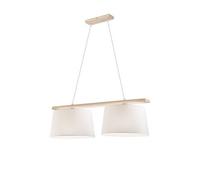 Lamkur Sweden hanging light, antique white/white, textile, wood, 2-bulb