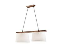 Netlighting Aida Bar Pendant Ceiling Light With Fabric Shade Walnut Oak 2x E27 in Brown Netlighting Brown