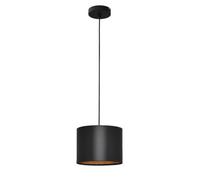 Luminosa Lighting Luminosa Alba Cylindrical Pendant Ceiling Light Black, Gold 20Cm