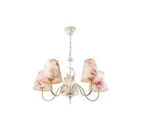 Lamkur Sara pendant light with floral fabric shades, 5-bulb