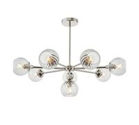 Luminosa Lighting Luminosa Allegra 8 Light Multi Arm Glass Shade Ceiling Pendant Bright Nickel