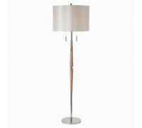 Luminosa Lighting Luminosa Altesse Floor Lamp Natural Wood, Oatmeal Silk Effect, E27