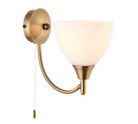 Luminosa Lighting Luminosa Alton 1 Light Wall Light Antique Brass With Opal Glass Shade, E14