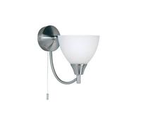 Luminosa Lighting Luminosa Alton 1 Light Wall Light Satin Chrome With Matt Opal Glass Shade, E14