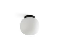 FARO BARCELONA Amelia bathroom ceiling light, black/opal, glass, Ø 21.5 cm