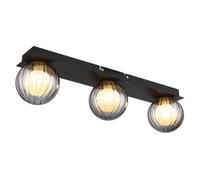 Luminosa Lighting Luminosa Ander Globe Ceiling Light Matt Black Ip44 Balls Smoke Glass Shade 3X G9