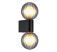 Luminosa Lighting Luminosa Ander Globe Wall Lights Matt Black Ip44 Balls Smoke Glass Shade 2X G9