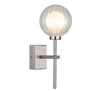 Luminosa Lighting Luminosa Ander Globe Wall Lights Nickel Matt Ip44 Ball Clear Glass Shade 1X G9