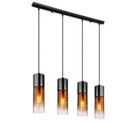 Luminosa Lighting Luminosa Annika Bar Pendant Ceiling Light Matt Black Copper Glass Shade 4X E27