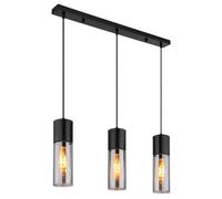 Luminosa Lighting Luminosa Annika Bar Pendant Ceiling Light Matt Black Smoke Glass Shade 3X E27