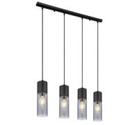 Luminosa Lighting Luminosa Annika Bar Pendant Ceiling Light Matt Black Smoke Glass Shade 4X E27