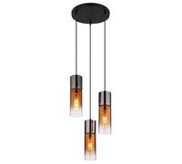 Luminosa Lighting Luminosa Annika Cluster Pendant Ceiling Light Matt Black Copper Glass Shade 3X E27
