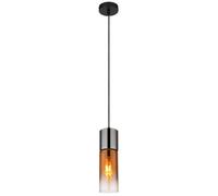 Luminosa Lighting Luminosa Annika Slim Pendant Ceiling Light Matt Black Copper Glass Shade 1X E27