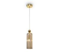 Luminosa Lighting Luminosa Antic Modern Slim Pendant Ceiling Light Gold, Glass Cognac Shade