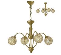 Luminosa Lighting Luminosa Apollo Ceiling Pendant / Semi Flush Ceiling 4 Light Satin Brass, Crystal