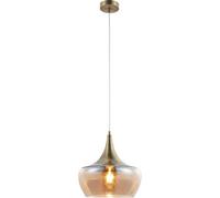 Luminosa Lighting Luminosa Arola Dome Pendant Ceiling Light Brass-Coloured Amber Glass Shade 1X E27