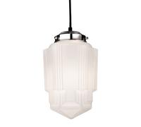 Firstlight Art Deco Pendant, Chrome with Opal White Glass