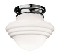 Luminosa Lighting Luminosa Art 1 Light Flush Light Chrome, Opal White Glass, E27