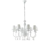 Luminosa Lighting Luminosa Arthur 8 Light Chandeliers With Shades White, Fabric Lampshade 88X60Cm
