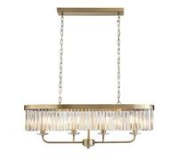 Luminosa Lighting Luminosa Ascoli Bar Pendant Ceiling Light Antique Brass Plate & Clear Cut Glass 4 X 6W Led E14
