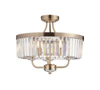 Luminosa Lighting Luminosa Ascoli Ceiling Light Antique Brass Plate, Clear Cut Glass