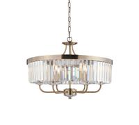 Luminosa Lighting Luminosa Ascoli Pendant Ceiling Light Antique Brass Plate, Clear Cut Glass