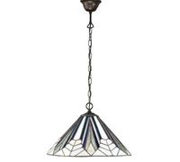 Luminosa Lighting Luminosa Astoria 1 Light Medium Ceiling Pendant Dark Bronze, Tiffany Style Glass, E27