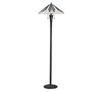 Luminosa Lighting Luminosa Astoria 2 Light Floor Lamp Black, Tiffany Style Glass, E27