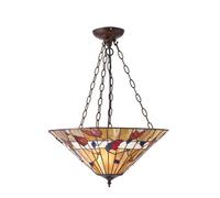 Astoria 2 Light Medium Table Lamp Black, Tiffany Style Glass, E27 - Black